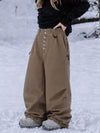 Women's Raw Utility Rivet Workwear Denim Snow Pants – Double Back Pocket Oversized Fit