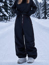 Women's Raw Utility Rivet Workwear Denim Snow Pants – Double Back Pocket Oversized Fit