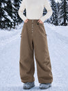 Women's Raw Utility Rivet Workwear Denim Snow Pants – Double Back Pocket Oversized Fit