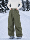 Women's Raw Utility Rivet Workwear Denim Snow Pants – Double Back Pocket Oversized Fit