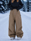 Women's Raw Utility Rivet Workwear Denim Snow Pants – Double Back Pocket Oversized Fit
