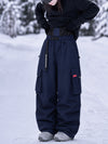 Women's Street Utility Cargo Baggy Snow Pants – Multi Pocket Belt Design