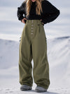 Women's Raw Utility Rivet Workwear Denim Snow Pants – Double Back Pocket Oversized Fit