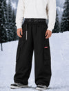 Men's Utility Cargo Baggy Snow Pants – Multi Pocket Street Belt Design