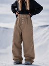 Women's Raw Utility Rivet Workwear Denim Snow Pants – Double Back Pocket Oversized Fit