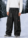 Men's Utility Cargo Baggy Snow Pants – Multi Pocket Street Belt Design