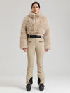 Women's Gsou Snow Glacier Vogue Faux Fluffy Fur Top Ski Jumpsuit