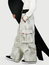 Men's Utility Cargo Baggy Snow Pants – Multi Pocket Street Belt Design