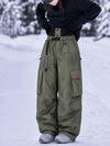 Women's Street Utility Cargo Baggy Snow Pants – Multi Pocket Belt Design
