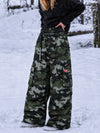 Women's Street Utility Cargo Baggy Snow Pants – Multi Pocket Belt Design