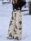 Women's Street Utility Cargo Baggy Snow Pants – Multi Pocket Belt Design