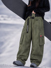 Women's Street Utility Cargo Baggy Snow Pants – Multi Pocket Belt Design