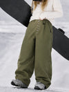 Women's Raw Utility Rivet Workwear Denim Snow Pants – Double Back Pocket Oversized Fit