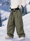 Men's Utility Cargo Baggy Snow Pants – Multi Pocket Street Belt Design