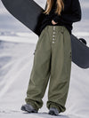 Women's Raw Utility Rivet Workwear Denim Snow Pants – Double Back Pocket Oversized Fit