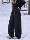 Women's Raw Utility Rivet Workwear Denim Snow Pants – Double Back Pocket Oversized Fit