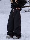 Women's Raw Utility Rivet Workwear Denim Snow Pants – Double Back Pocket Oversized Fit