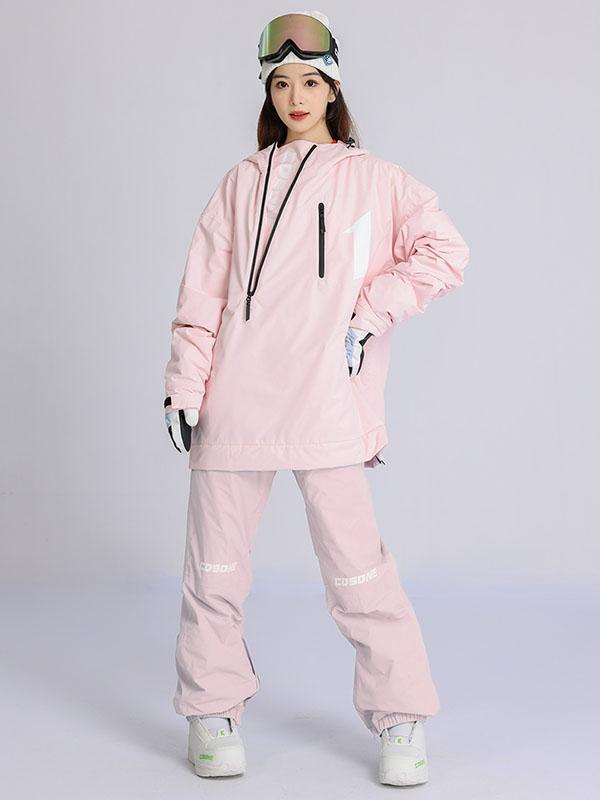 Women's Cosone Oblique Zipper Number 1 Solid Snow Suits