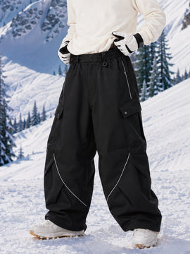 Men's Camden Punk Reflective Street Utility Cargo Snowboard Pants – Baggy Freestyle Fit