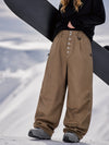 Women's Raw Utility Rivet Workwear Denim Snow Pants – Double Back Pocket Oversized Fit