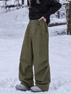 Women's Raw Utility Rivet Workwear Denim Snow Pants – Double Back Pocket Oversized Fit