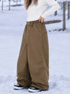 Women's Raw Utility Rivet Workwear Denim Snow Pants – Double Back Pocket Oversized Fit