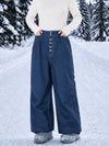 Women's Raw Utility Rivet Workwear Denim Snow Pants – Double Back Pocket Oversized Fit