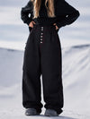Women's Raw Utility Rivet Workwear Denim Snow Pants – Double Back Pocket Oversized Fit