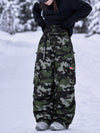 Women's Street Utility Cargo Baggy Snow Pants – Multi Pocket Belt Design