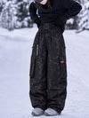 Women's Street Utility Cargo Baggy Snow Pants – Multi Pocket Belt Design