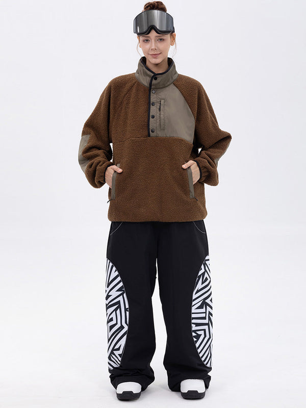 Women's Mountain-Ready Faux Sherpa Fleece Pullover & Swaggy Reflective Cargo Snow Pants