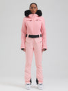 Women's Gsou Snow Mountain Chic Faux-Fur Trim Flare Ski Jumpsuit