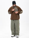 Men's Faux Sherpa Fleece Pullover & Urban Street Style Freerider Baggy Snow Pants Set