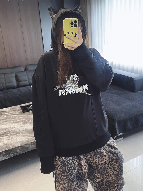 Women's First Encounter Unisex Rebel Leopard Hat Snow Hoodie