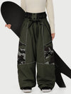 Women's Wild Motion Super Baggy Snow Pants – Reflective Colorblock Multi Pocket Design