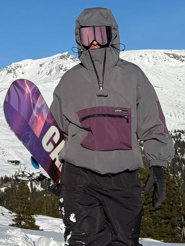 Men's Winter Bomber Baggy Snowboard Jacket Big Cargo Pocket Snow Coat