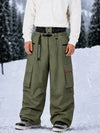 Men's Utility Cargo Baggy Snow Pants – Multi Pocket Street Belt Design
