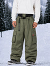 Men's Utility Cargo Baggy Snow Pants – Multi Pocket Street Belt Design