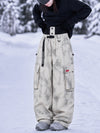 Women's Street Utility Cargo Baggy Snow Pants – Multi Pocket Belt Design