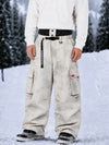 Men's Utility Cargo Baggy Snow Pants – Multi Pocket Street Belt Design
