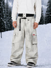 Men's Utility Cargo Baggy Snow Pants – Multi Pocket Street Belt Design