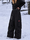 Women's Street Utility Cargo Baggy Snow Pants – Multi Pocket Belt Design