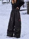 Women's Street Utility Cargo Baggy Snow Pants – Multi Pocket Belt Design
