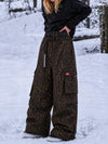 Women's Street Utility Cargo Baggy Snow Pants – Multi Pocket Belt Design