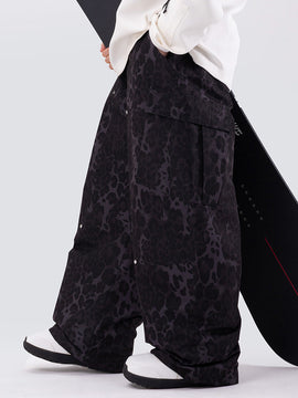 Men's Double Knee Mountain Freestyle Leopard Baggy Snow Pants