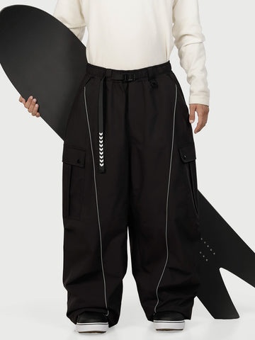 Men's Wild Motion Reflective Cargo Pockets Extra Baggy Snowboard Pants