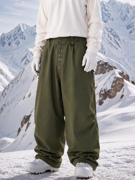 Men's Raw Utility Rivet Workwear Denim Snow Pants – Double Back Pocket Oversized Fit