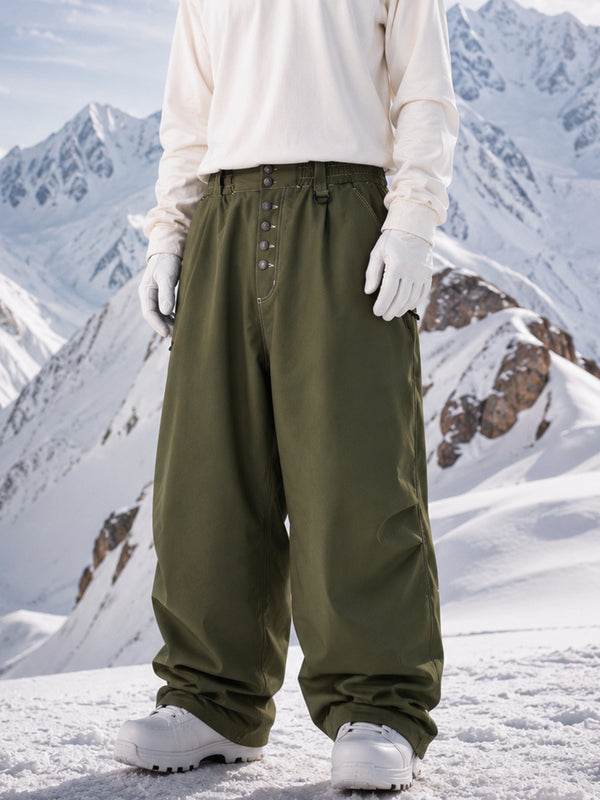 Men's Raw Utility Rivet Workwear Denim Snow Pants – Double Back Pocket Oversized Fit