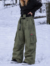 Women's Street Utility Cargo Baggy Snow Pants – Multi Pocket Belt Design