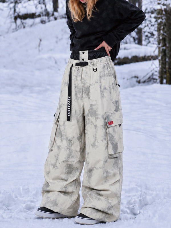 Women's Street Utility Cargo Baggy Snow Pants – Multi Pocket Belt Design
